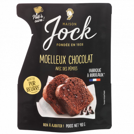 préparation gateau moelleux chocolat et pépites maison jock