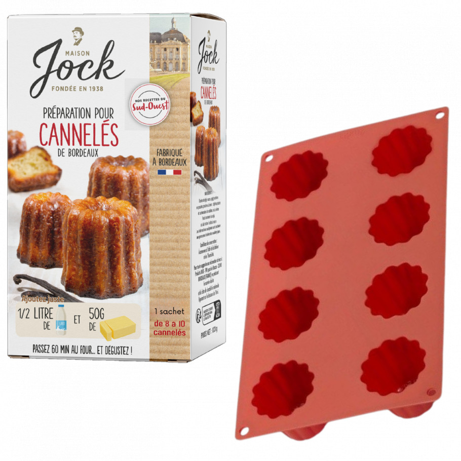 Kit Cannelés faits maison : 1 Préparation et 1 Moule 8 canneles