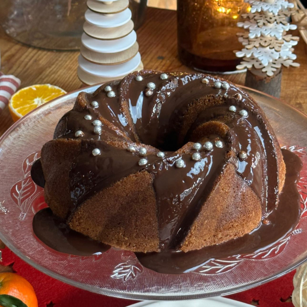 Recette Gâteau noisettes Noël coulis chocolat 