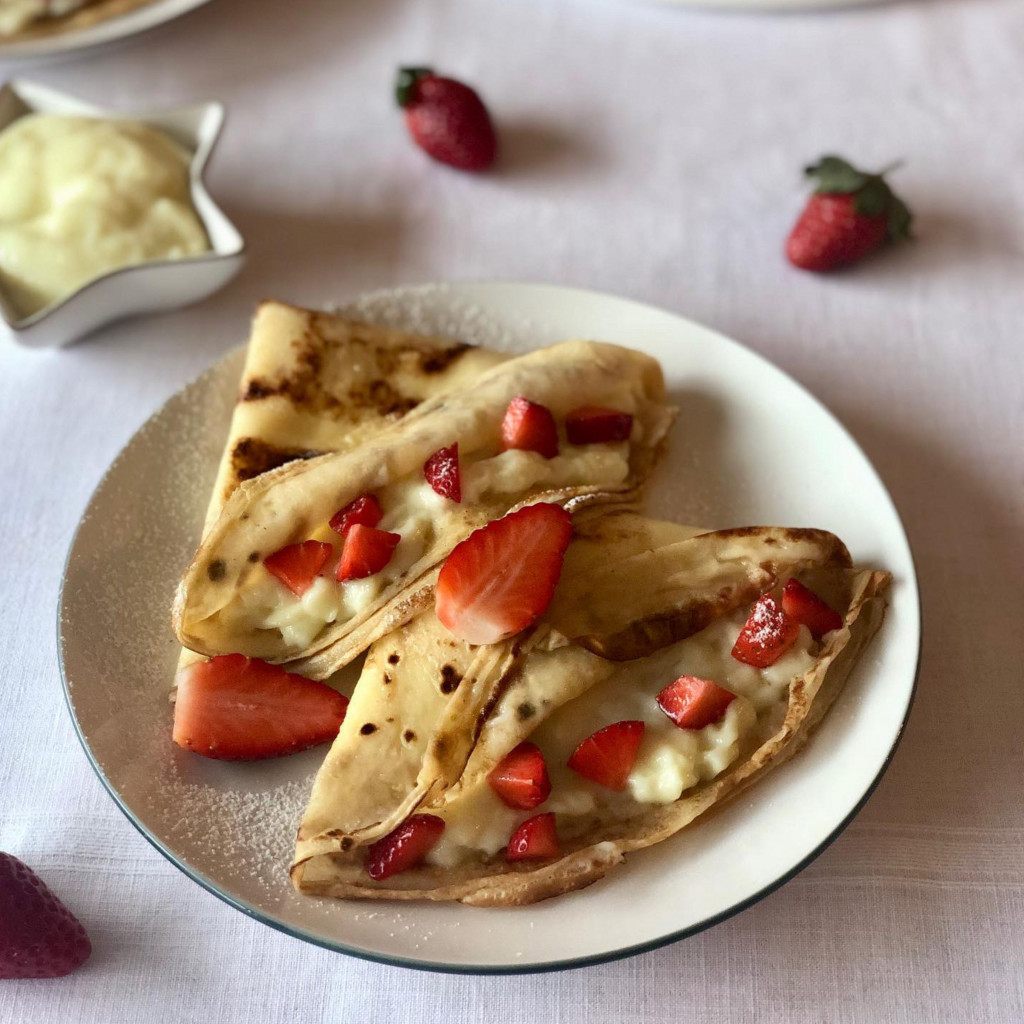 Recette chandeleur Crêpes crème vanille et fruits