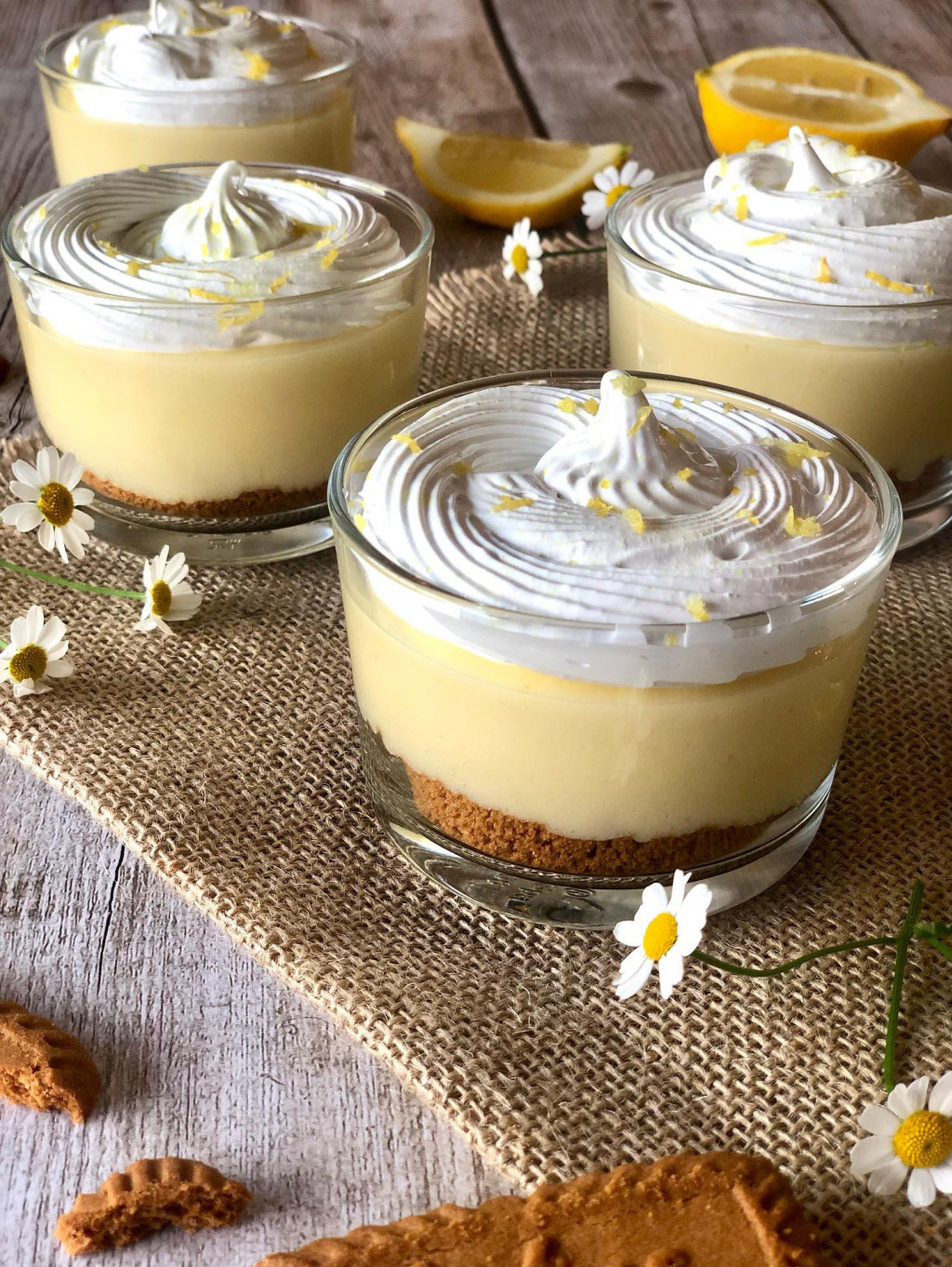 Recette Crèmes citron meringué et spéculoos 