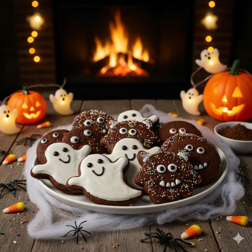 Recette Biscuits Monstres & Araignées au Cacao Halloween