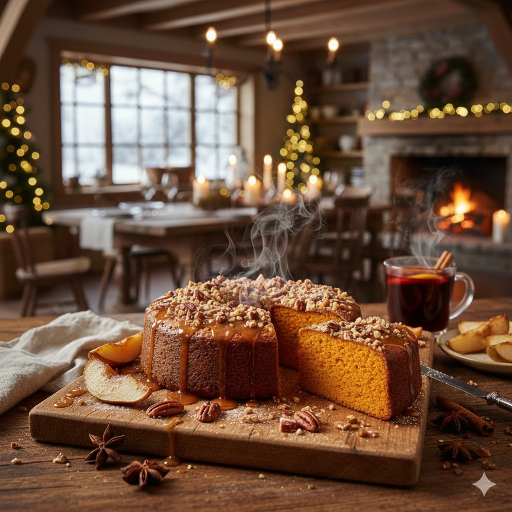 Recette Fondant au caramel épicé et poires rôties maisonjock patisserie 