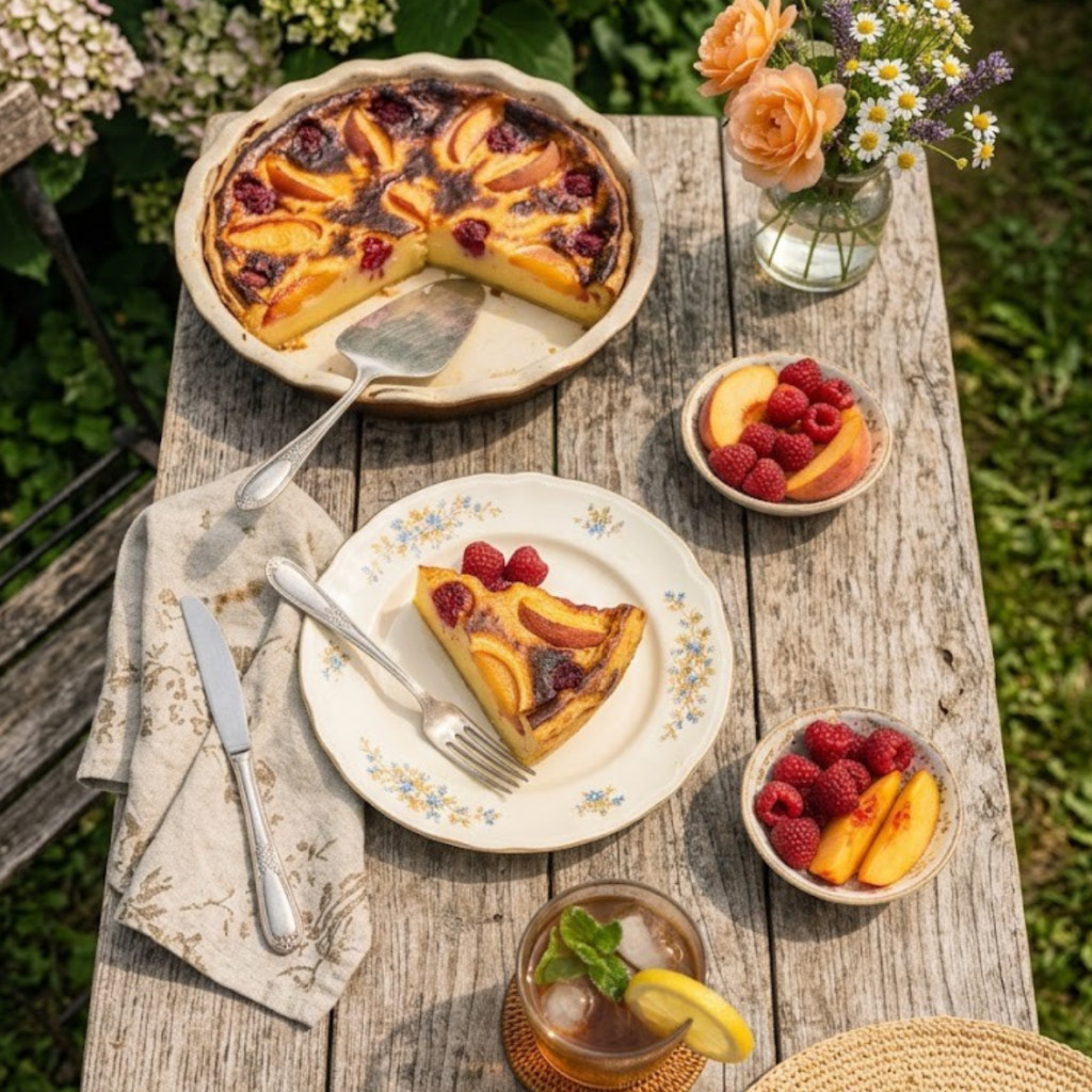 Recette Flan Pâtissier Fondant Pêches & Framboises d'Été 