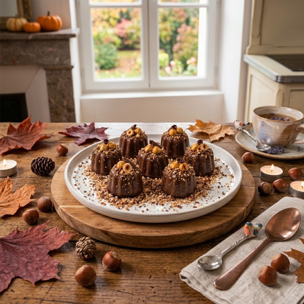 Recette Flan au Chocolat & Noisettes Caramélisées à la Cassonade