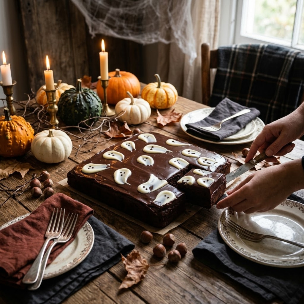 Recette du Moelleux Tout Chocolat aux Petits Fantômes d'Halloween