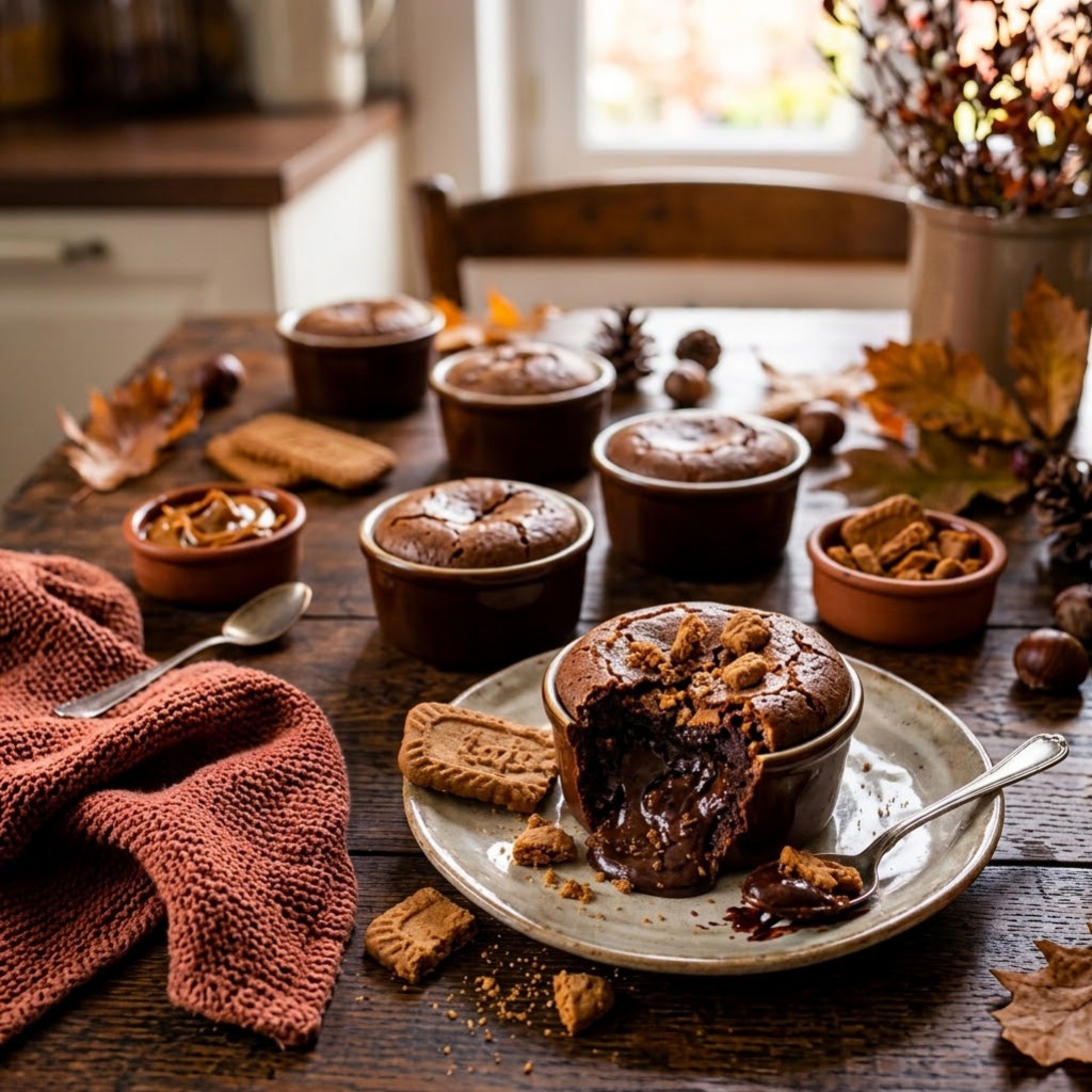 Recette Mini-Fondants Chocolat au Cœur de Spéculoos Caché