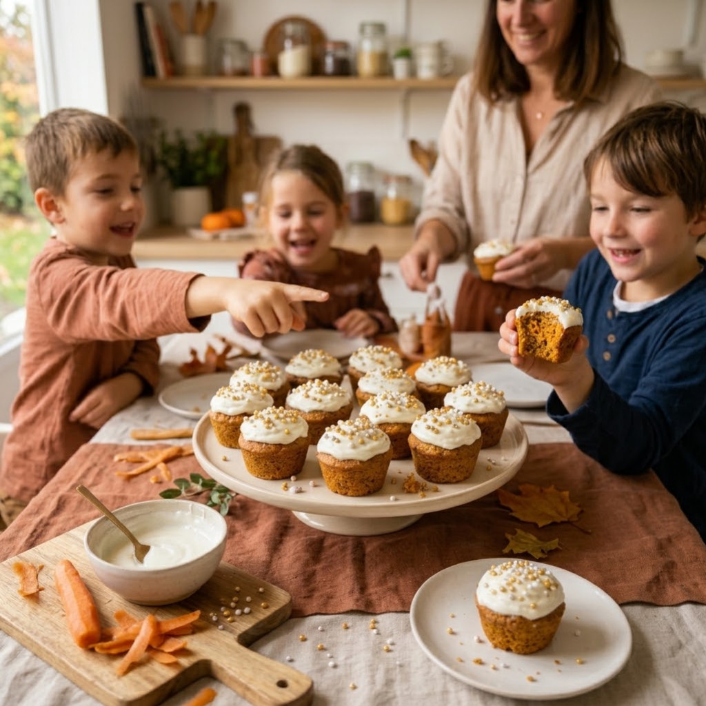 Recette des Mini Carrot Cakes d'Octobre au Glaçage Nuage et Perles Féeriques