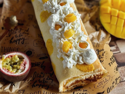 Recette roulé vanille , fruit de la passion et mangue