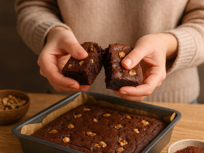 Recette Brownie fondant au cacao et compote