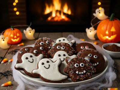 Recette Biscuits Monstres & Araignées au Cacao Halloween