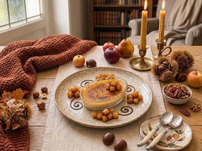 Recette Crème Brûlée d'Automne aux Pommes Caramélisées & Épices Douces