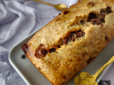 Recette Banana bread noisette, amande, chocolat 