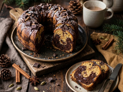 Recette Gâteau Marbré d’Hiver aux Épices & Éclats de Chunks Chocolat