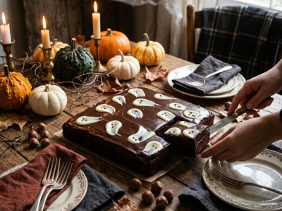 Recette du Moelleux Tout Chocolat aux Petits Fantômes d'Halloween