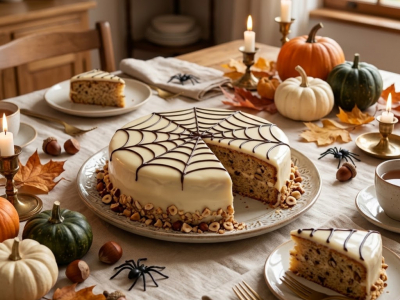Recette Gâteau Halloween Moelleux Noisette : La Toile d'Araignée Expre