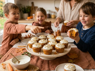 Recette des Mini Carrot Cakes d'Octobre au Glaçage Nuage et Perles Féeriques